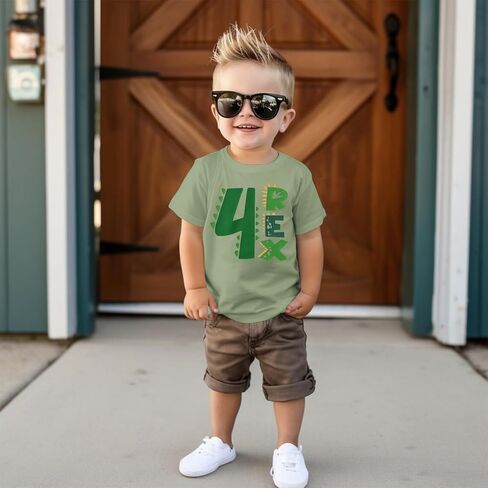 Kekemi Toddler Boys Dirthnird Shirt Dinosaur Whoolding Dino Party T Shirt Shirt Sleeve Tees Tops Summer Complements 2-4T in Kuwait