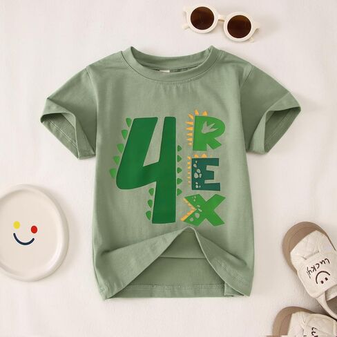 Kekemi Toddler Boys Dirthnird Shirt Dinosaur Whoolding Dino Party T Shirt Shirt Sleeve Tees Tops Summer Complements 2-4T in Kuwait
