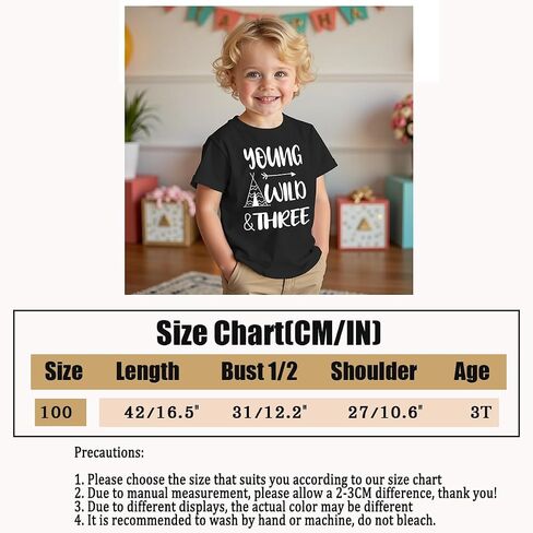 Young Wild and Three Birthday Boy Shirt 3rd Birthday Outfit 3 Year Old Boys T-Shirt Third B-Day Party Tees Tops in Saudi Arabia
