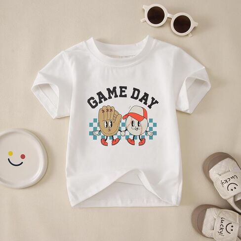 Baseball Shirts for Toddler Baby Boys Funny Game Day T-Shirt Kid Summer Baseball Lover Tees Outfit Short Sleeve Tops in Saudi Arabia