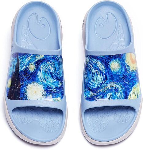 UIN Women's Slides Sandals Beach Summer Casual Art Painted Travel Anti-Slip Comfort Lightweight Fashion Slippers Ibiza in Saudi Arabia