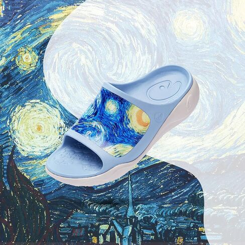 UIN Women's Slides Sandals Beach Summer Casual Art Painted Travel Anti-Slip Comfort Lightweight Fashion Slippers Ibiza in Saudi Arabia