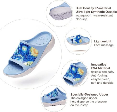 UIN Women's Slides Sandals Beach Summer Casual Art Painted Travel Anti-Slip Comfort Lightweight Fashion Slippers Ibiza in Saudi Arabia
