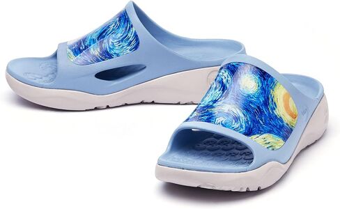 UIN Women's Slides Sandals Beach Summer Casual Art Painted Travel Anti-Slip Comfort Lightweight Fashion Slippers Ibiza in Saudi Arabia
