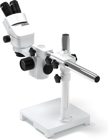 OMANO OM2300S -GX4-7.5X -45X - مجهر مجهر - تكبير المجهر - حامل الذراع أحادي الذراع الصناعي - عدسة بارلو 0.5x - ضوء 8W حلقة in Kuwait