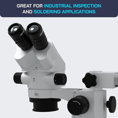 OMANO OM2300S -GX4-7.5X -45X - مجهر مجهر - تكبير المجهر - حامل الذراع أحادي الذراع الصناعي - عدسة بارلو 0.5x - ضوء 8W حلقة in Kuwait