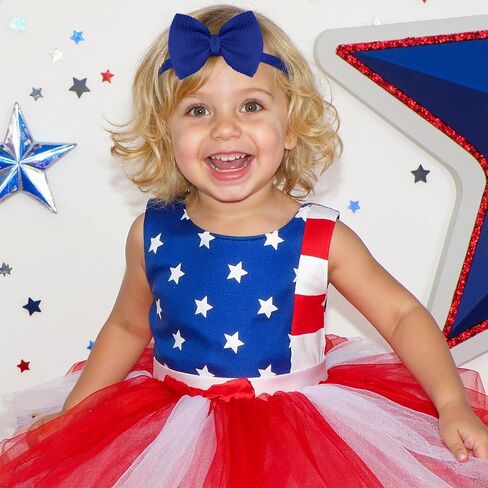 4.5" Baby Girl Bows 3 Pack Soft Headband High Stretchy Hairbows Newborn Toddler(White&Red&Blue in Saudi Arabia
