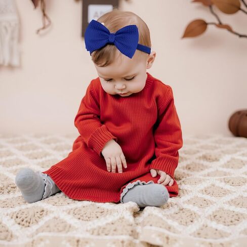 4.5" Baby Girl Bows 3 Pack Soft Headband High Stretchy Hairbows Newborn Toddler(White&Red&Blue in Saudi Arabia