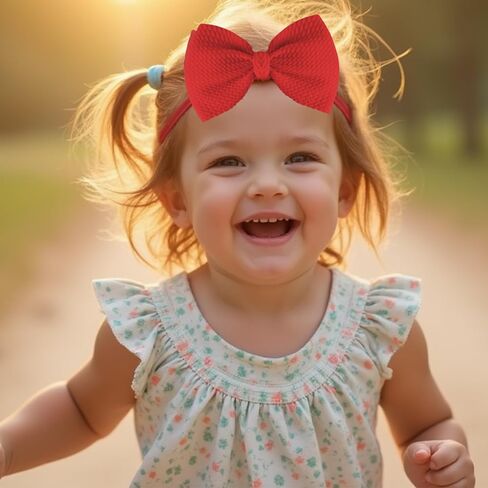 4.5" Baby Girl Bows 3 Pack Soft Headband High Stretchy Hairbows Newborn Toddler(White&Red&Blue in Saudi Arabia