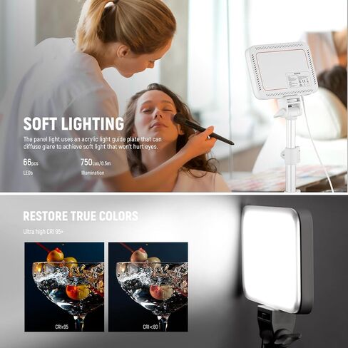 NEEWER Basics LED Video Light Panel Lighting Kit 2 Pack with Tripod Stand & Filter for Studio Photography Live Streaming Recording, Bi Color Dimmable Portable, 3200K-5600K CRI 95 750lux White, BP66 in Kuwait