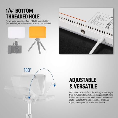 NEEWER Basics LED Video Light Panel Lighting Kit 2 Pack with Tripod Stand & Filter for Studio Photography Live Streaming Recording, Bi Color Dimmable Portable, 3200K-5600K CRI 95 750lux White, BP66 in Kuwait
