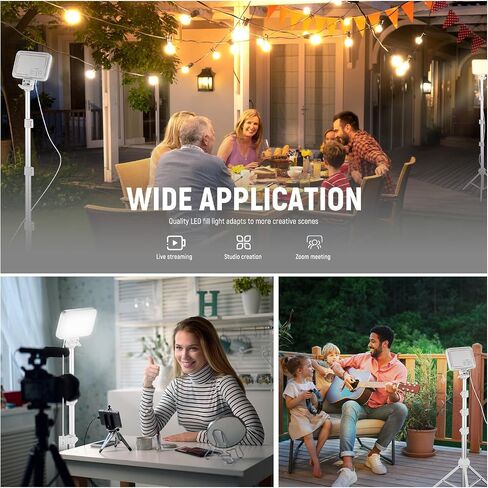 NEEWER Basics LED Video Light Panel Lighting Kit 2 Pack with Tripod Stand & Filter for Studio Photography Live Streaming Recording, Bi Color Dimmable Portable, 3200K-5600K CRI 95 750lux White, BP66 in Kuwait