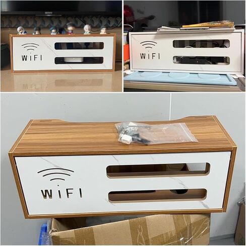 Router Storage Box，WiFi Router Storage Box, Floating Router Stand,TV Wall Storage Rack,Cable Organizer Box, for Bedroom, Living Room(White) in Saudi Arabia