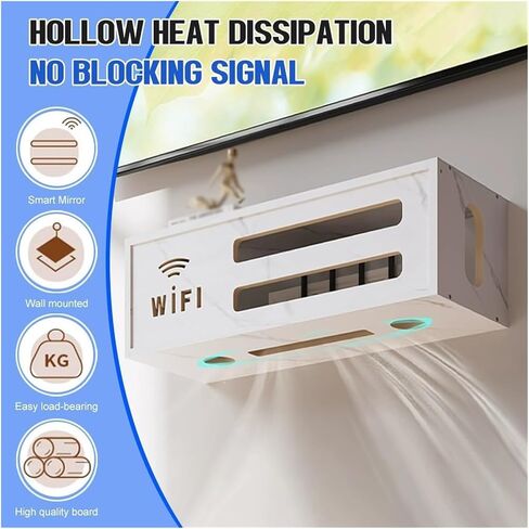 Router Storage Box，WiFi Router Storage Box, Floating Router Stand,TV Wall Storage Rack,Cable Organizer Box, for Bedroom, Living Room(White) in Saudi Arabia