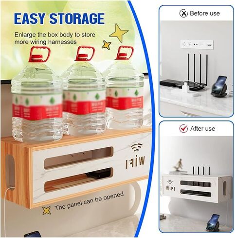 Router Storage Box，WiFi Router Storage Box, Floating Router Stand,TV Wall Storage Rack,Cable Organizer Box, for Bedroom, Living Room(White) in Saudi Arabia