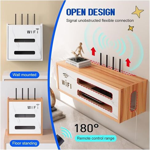 Router Storage Box，WiFi Router Storage Box, Floating Router Stand,TV Wall Storage Rack,Cable Organizer Box, for Bedroom, Living Room(White) in Saudi Arabia