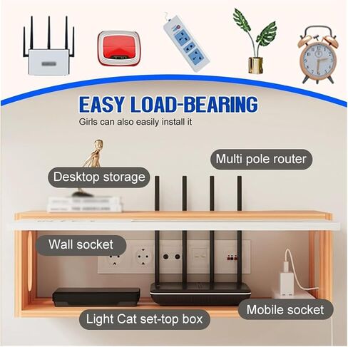 Router Storage Box，WiFi Router Storage Box, Floating Router Stand,TV Wall Storage Rack,Cable Organizer Box, for Bedroom, Living Room(White) in Saudi Arabia