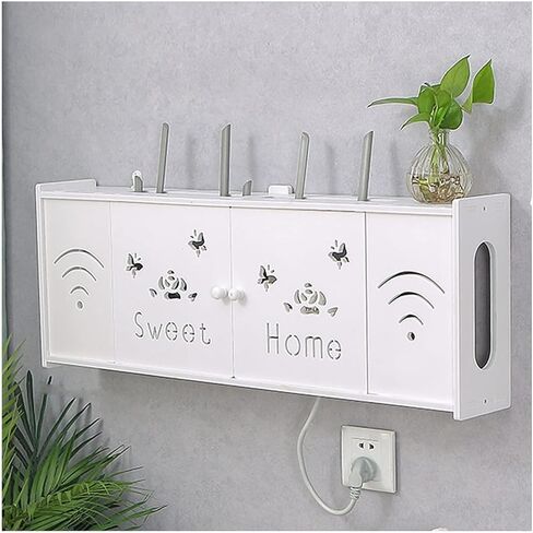 Router Storage Box，WiFi Router Storage Box, WiFi Wall Router Storage Box, Decorative WiFi Hider Wall Mounted Headboard Shelf(White-c) in Saudi Arabia