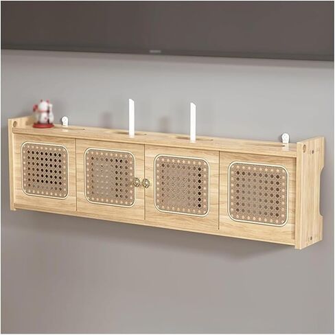 Router Storage Box，WiFi Router Storage Box, Shelf for WiFi TV Set-Top Box, Router, and TV Cabinet Socket Covering,Handmade Natural Rattan Decorated(60cm) in Saudi Arabia