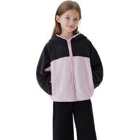 marc & janie Boys Girls Colour Block Hooded Polar Fleece Jacket Long Sleeve Zip Hoodies Coat Warm Soft Tops 241130