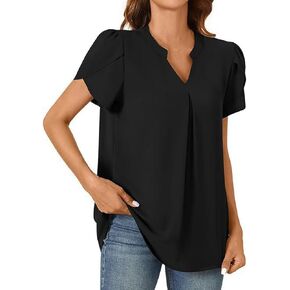 Summer Tops for Women 2025 Trendy Petal Sleeve T-Shirts Dressy Casual Work Tees Ladies V Neck Solid Blouses