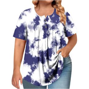 Women's Tops Plus Size Summer Striped Tunic Top Loose Crewneck Short Sleeve Blouses Oversized Casual Shirts