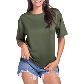 Womens Summer Oversized T Shirts 2025 Casual Short Sleeve Loose Maternity Tops Scoop Neck Tunic Plus Gym Workout Top