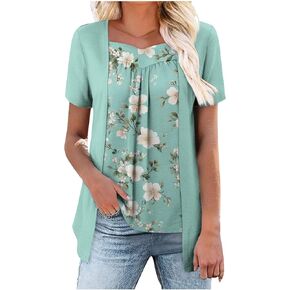 Womens Oversized Graphic T Shirts Loose Fit Short Sleeve Tops Summer Floral Vacation Outfits Beach Clothes