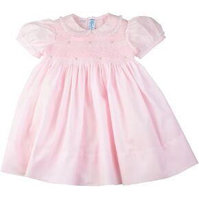 Feltman Brothers Dress Girls Pink Smocked Yoke Dress with Lace Trim Infant 12 Months