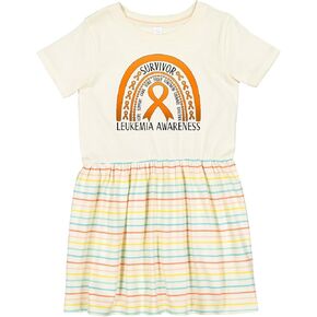 inktastic Leukemia Cancer Survivor- Orange Ribbon Rainbow Toddler Dress
