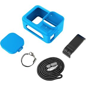 Silicone Sleeve Rubber Protective Case for Go Pro Hero 13 Black Standard Lens, Battery Side Cover&Lens Cap&Lanyard&40M Rope only Compatible for Hero 13 Black Accessories Kit