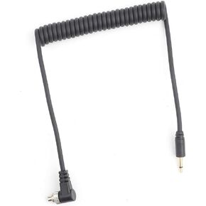 2.5mm to Male Flash PC Sync Cable Cord with Screw Lock Extended Coiled Wire 2.5 mm Jack Sync Coiled Cable 100mm Photography Coiled Cord for Connect Camera Flash