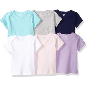 Amazon Essentials Unisex Babies' Lap-Shoulder Tee, Pack of 6