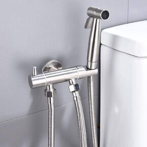 Hand HeldSprayer for Bathroom Toilet, Premium Brushed Stainless Steel Diaper Sprayer Shattaf,ToiletHose High Pressure with Adjustable Water Flow, Valve and