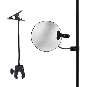 Photography Reflector Holder, Bendable Metal Reflector Photography Stand Clamp for Backdrop, Diffuser, Lighting, Clamping Range 0.5''-1.9''