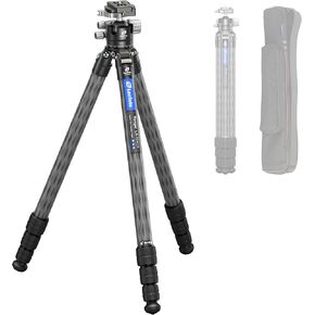71" Carbon Fiber Travel Tripod with 360° Ball Head Set, 4 Leg Sections Lightweight Tripod with Center Column for DSLR Camera, Quick Release Plate, Max Load 15kg/33.07lb