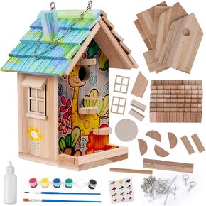2 Pack DIY Birdhouse Kit, Wooden Bird House for Adults to Build, DIY Bird House for Outside, Outdoor Woodworking Adult Crafts, Hanging Birdhouse for Garden, Yard