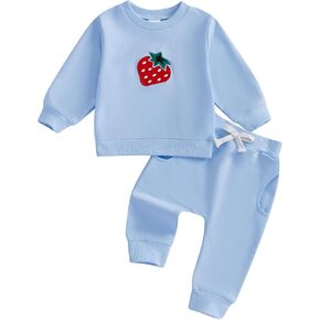 Toddler Clothes for Baby Girls Cute Strawberry Long Sleeve Sweatshirt Pants Girls Warm Fall Winter Outfits Set