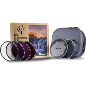 Kase Revolution Plus Master Filter Kit Magnetic Shockproof Tempered Optical Glass w Color Coded Rings inc CPL ND8 ND64 ND1000 Lens Cap & Case (72mm)