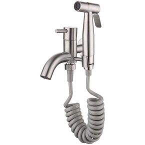 Hand HeldSprayer for Toilet,Stainless Steel Brushed Balcony Nozzle Sprayer Diaper Sprayer for Toilet Water Sprayer-Adjustable Pressure Control