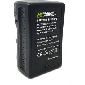 Wasabi Power V Mount/V Lock Battery (195Wh, 14.4V, 13200mAh) Rechargeable Li-ion Battery for Broadcast Video Camcorder, Compatible with Sony HDCAM, XDCAM, Digital Cinema Cameras and Other Camcorders