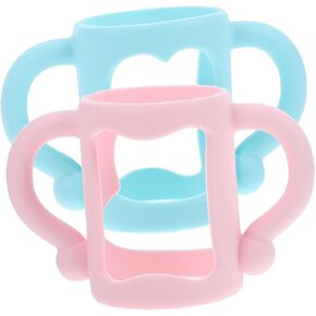 2pcs Silicone Baby Bottle Handle Easy Install Comfortable Grip for Feeding Universal Feeder Bottle Accessory
