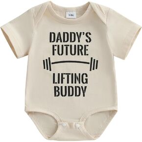 Canis Infant Newborn Baby Boys Girls Funny Letters Bodysuit Father's Day Short Sleeve Neutral Baby Announcement Romper