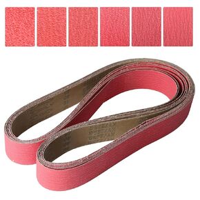 2x72 Inch Metal Grinding Ceramic Sanding Belts Kit - 6 Pack with 1 Each of 36, 40, 60, 80, 100, and 120 Grits - Premium Metal Grinding and Sharpening Belts for Belt Sanders