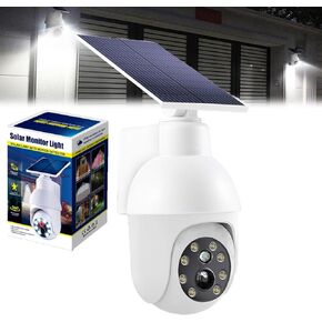 Appreciarel Simulation Surveillance Camera Solar, Appreciarel.Ae09 Simulated Surveillance Camera Street Light, Light Bulb Fake Security Monitor Cameras, High Brightness, Flashing Red Light (White)