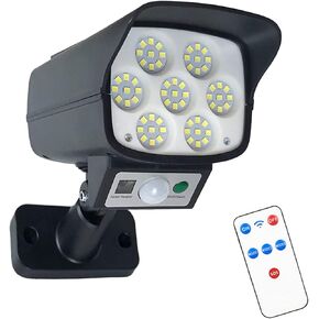 Outdoor Solar Light Dummy Camera with Motion Sensor Security Light and Remote Control 3 Modes Outdoor Solar Wall Light Black Fake Security Camera Night Lamp Waterproof for Pathway Lighting