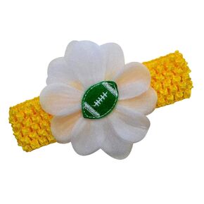 Funny Girl Designs Baby Embroidered Felt Football Team Flower Headband Fits Newborns to Toddlers (Orange Band/Brown Ball)