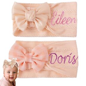 Ollico 2 Pack Figuredized Girls Beadband مع Name و Custom Baby Girls Beads و Girls Assoriders ، عصابات رأس حديثي الولادة مع القوس