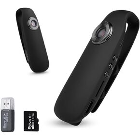 Luckykida1080P Mini Body Wearable Sports Camera w/Clip, Loop Recording Suitable for Travel, Driver, Deliveryman, Lecture Recording etc. w/ 1PC 32GB TF Card and Card Reader