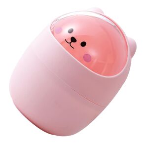 Alipis Bear Trash Can Bedroom Slim Garbage Can Small Plastic Bin Lid Counter-top Mini Desk Trash Can Creative Storage b